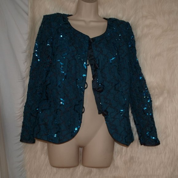 JACKET Aqua/Black SIZE 16 BY NANCY NEIL USED FOR PHOTO SHOOT - Picture 1 of 3